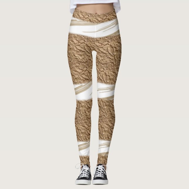 Leggings Longos Brancos e Bege (Frente)