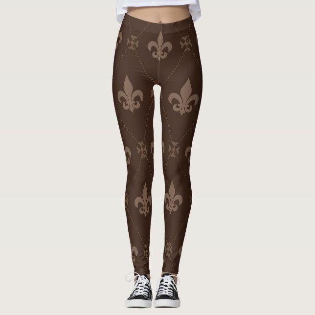 Leggings Luxuriosas Fleur de Lis Brown (Frente)
