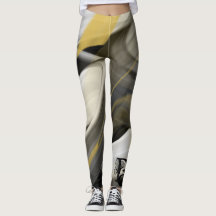 Leggings Malhação Abstrato Art Preto Branco Dourad