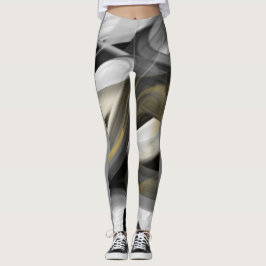Leggings Malhação Abstrato Art Preto Branco Dourad