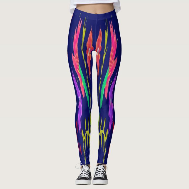 Leggings marinho azul com padrão floral (Frente)