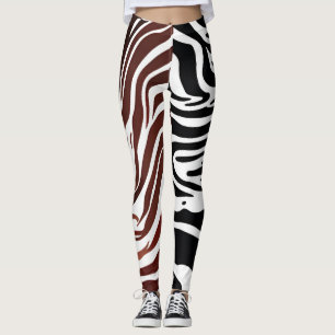 Leggings Marrom preto contrastante