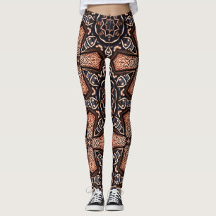 leggings marrons de arte geométrica
