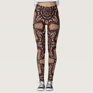 leggings marrons de arte geométrica