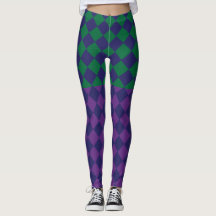 Leggings menores, púrpura e verde, verificadas.