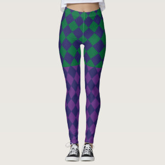 Leggings menores, púrpura e verde, verificadas.