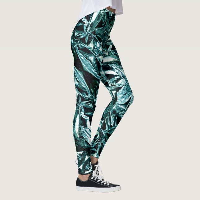 Leggings Metallic Abstract 101 Azul Teal Profundo (Direita)