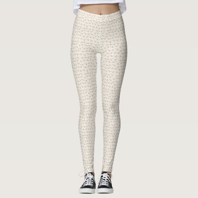 Leggings Microimpressão de Gato – Bege Macio (Frente)