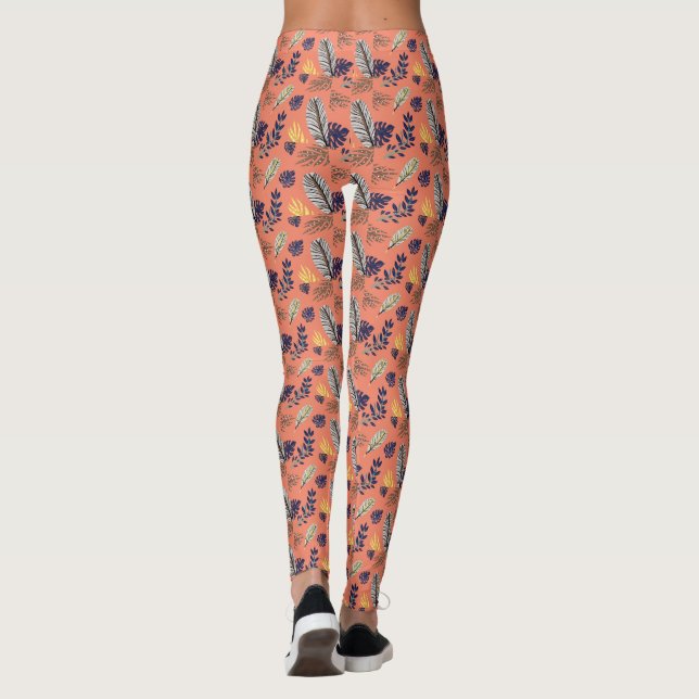 Leggings Modernas de Padrões de Folha (Verso)