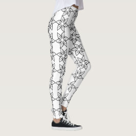 Leggings Modernas Preto e Branco com Padrão Floral