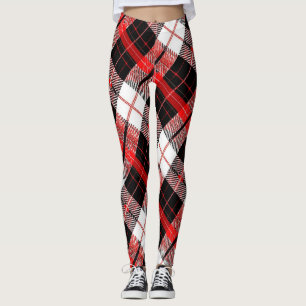 Leggings Modernas Xadrez Vermelho, Preto e Branco