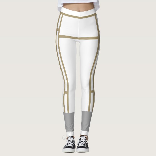 Leggings Mondrian Inspira bege branco 1 (Frente)