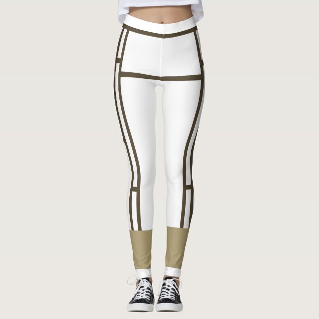 Leggings Mondrian Inspirou Castanho Branco 3 (Frente)