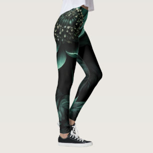 Leggings Moody de Flor Verde Escuro