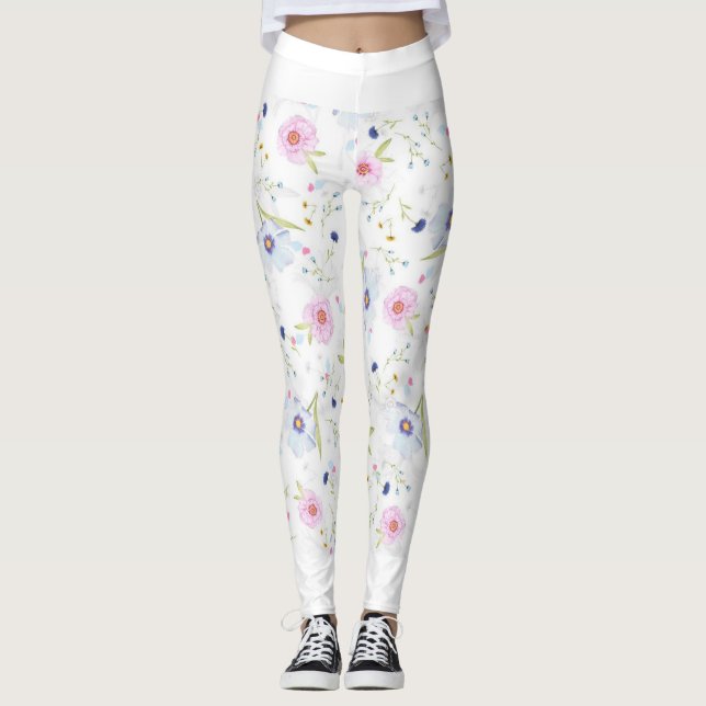 Leggings motif floral noir et blanc (Frente)