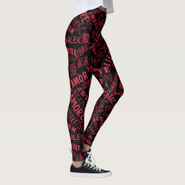 Leggings Multi Language Love Text - Suas Cores