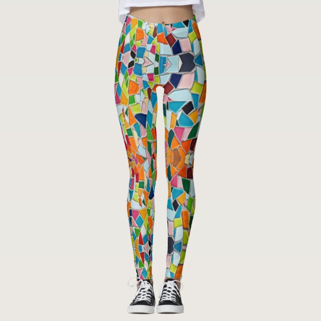 Leggings musáicas coloridas do Terrazzo (Frente)