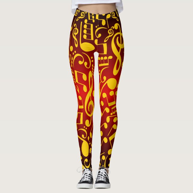 Leggings Musicais (Dourado Vermelho) (Frente)