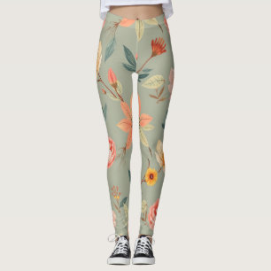 Leggings naturais vibrantes - Impressão digital su