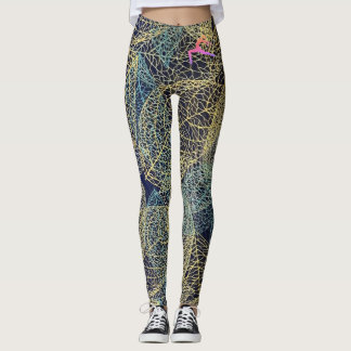 Leggings Navy com Impressão Botânica de Folhas em