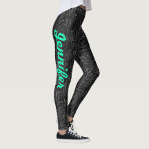 Leggings O SEU NOME Black Paisley Exercise Pants