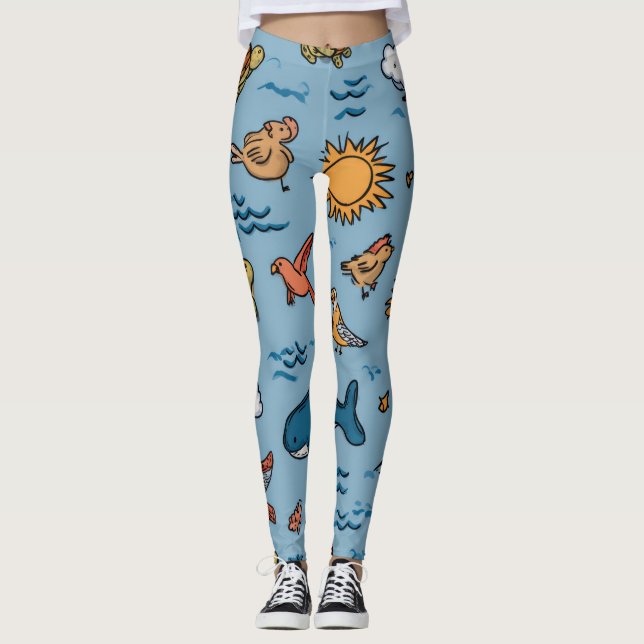 Leggings Ondas do Oceano Presente (Frente)