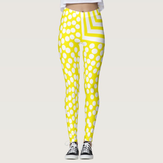 Leggings Ousadas com Bolinhas e Listras em Negrito (Frente)