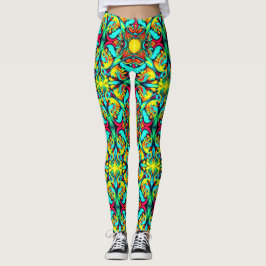 Leggings Padrão Azul Amarelo