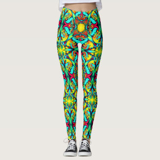 Leggings Padrão Azul Amarelo