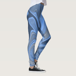 Leggings Padrão Azul Marinho Líquido Mármore