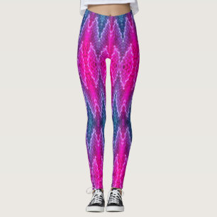 Leggings - Padrão de caleidoscópio rosa e azul