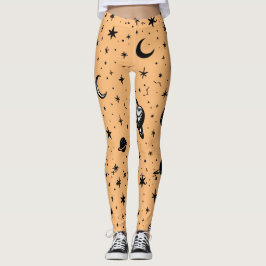 Leggings - Padrão de Fases da Noite Estrelada e da