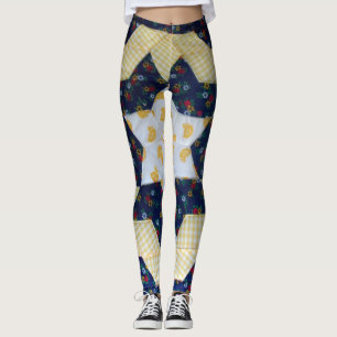 Leggings - Padrão de Inclinação da Flor nas Estrel