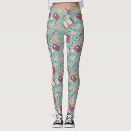 Leggings padronizadas de notebook verde
