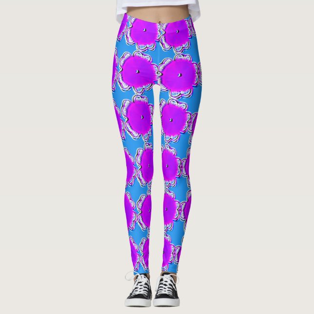 Leggings para mulheres com Design Floral Multicolo (Frente)