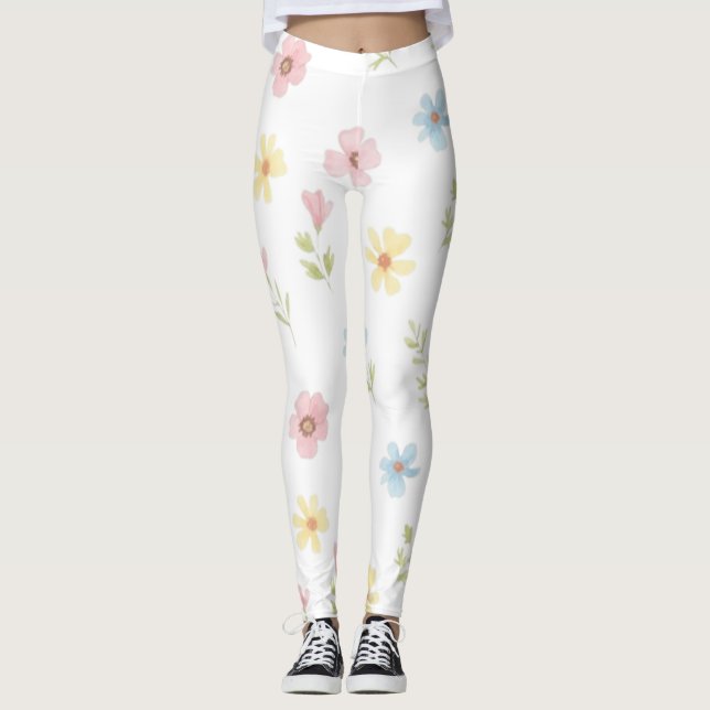 Leggings Pastel Floral Aquarela - Boho Wildflowe (Frente)