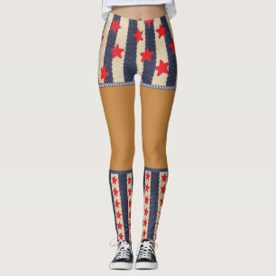 Leggings Patrióticas de 4 de Julho com Shorts e Me
