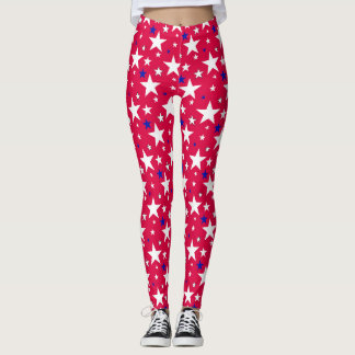 Leggings Patrióticas Estrela Vermelha, EUA 4 de Ju