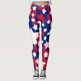 Leggings Patrióticas Vermelhas e Azuis para 4 de J