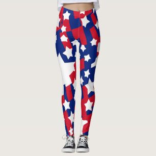 Leggings Patrióticas Vermelhas e Azuis para 4 de J