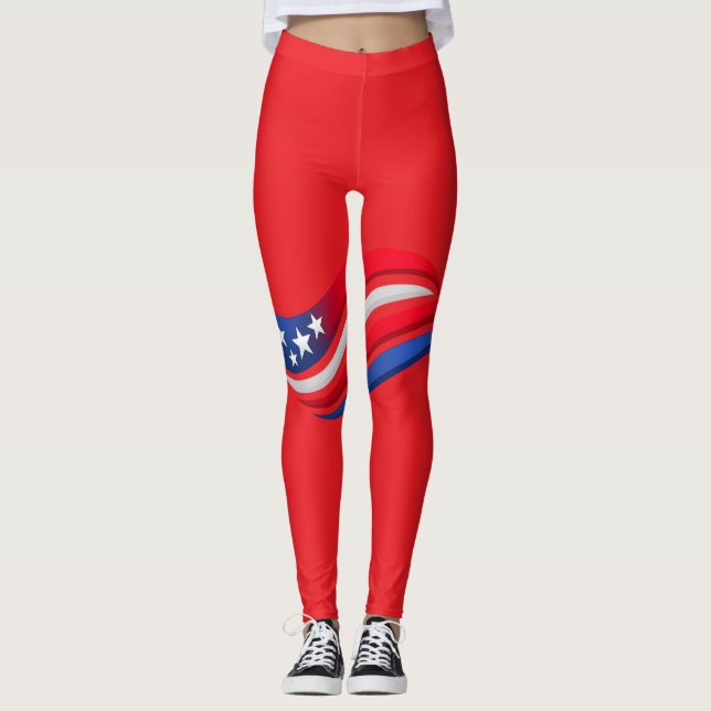 Leggings Patrióticas Vermelho Branco Azul – EUA Es (Frente)