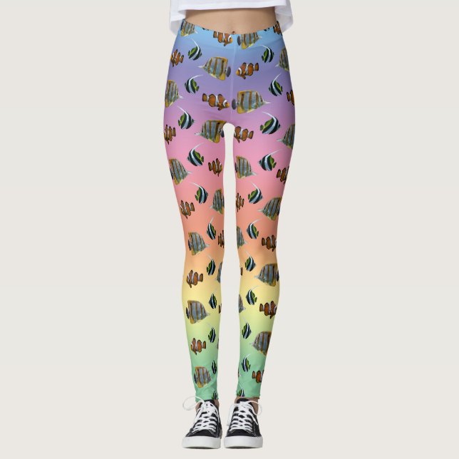 Leggings Peixes Tropicais Delírio (Arco-íris) (Frente)