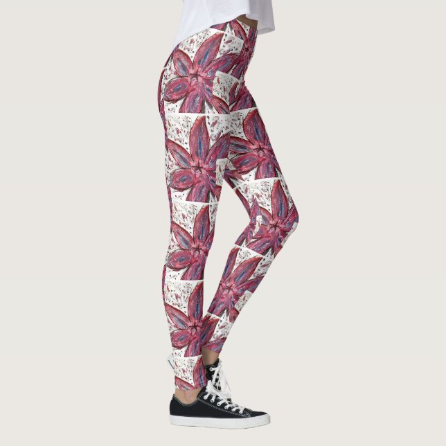 Leggings perpules florais e magenta (Direita)