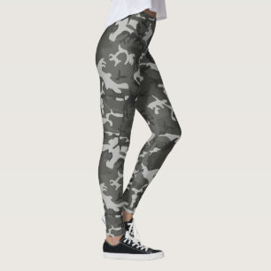 Leggings personalizadas da cinza e da Camo Preta