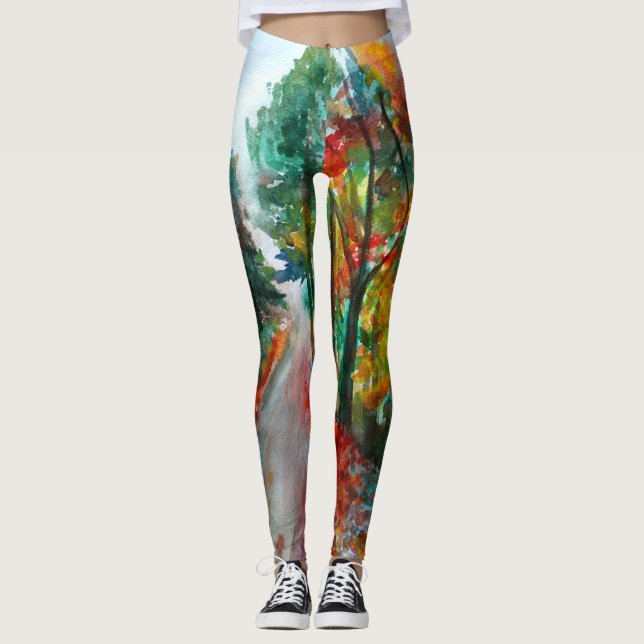 Leggings Personalizadas de Arte de Aquarela de Out (Frente)