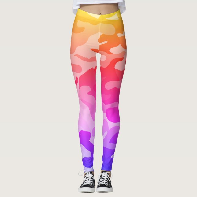 Leggings personalizadas de camuflagem rosa (Frente)