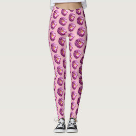 Leggings personalizadas de flores rosa rosa rosa r