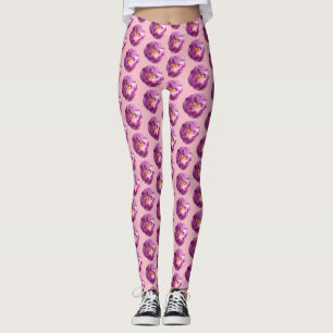 Leggings personalizadas de flores rosa rosa rosa r
