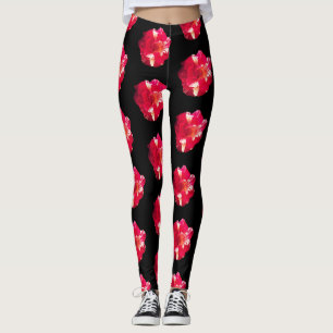 Leggings Personalizadas de Fotografia Rosa Vermelh