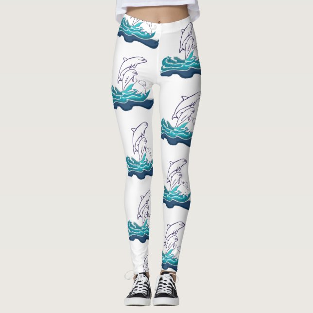 Leggings Personalizadas de Golfinhos Cavalgando On (Frente)